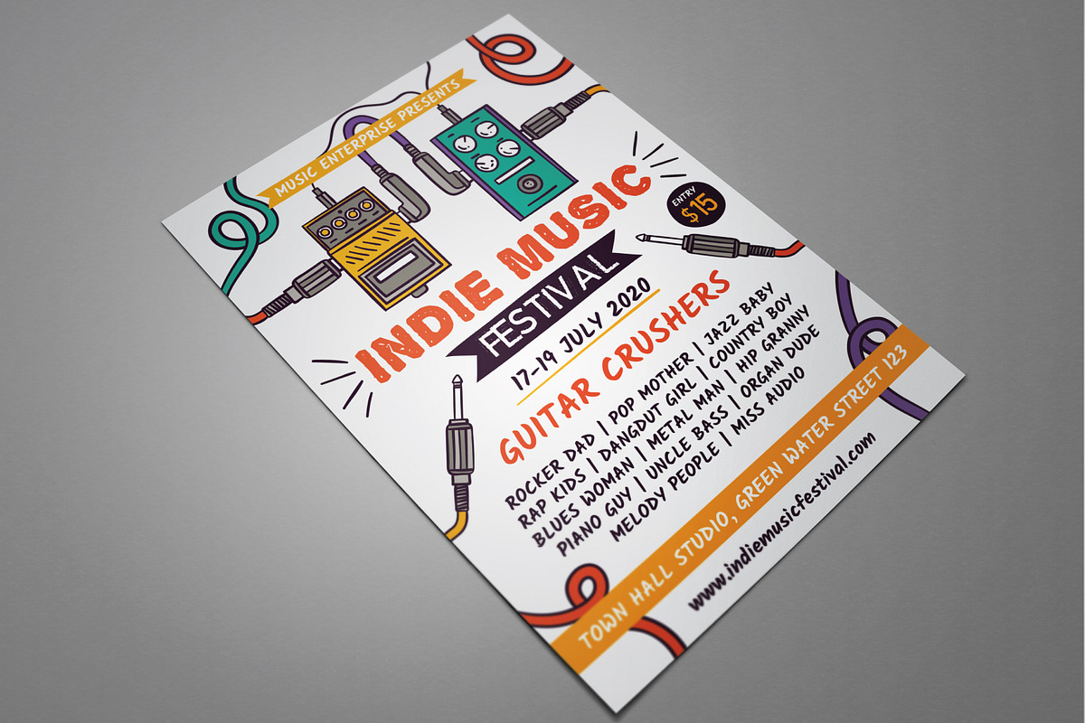 Indie Music Festival Flyer, a Flyer Template by serapika (Photo 2 of 3)