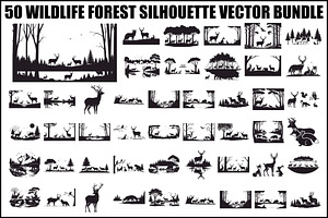 Wildlife Forest Silhouette Vector Bu, an Illustration by Designs_River
