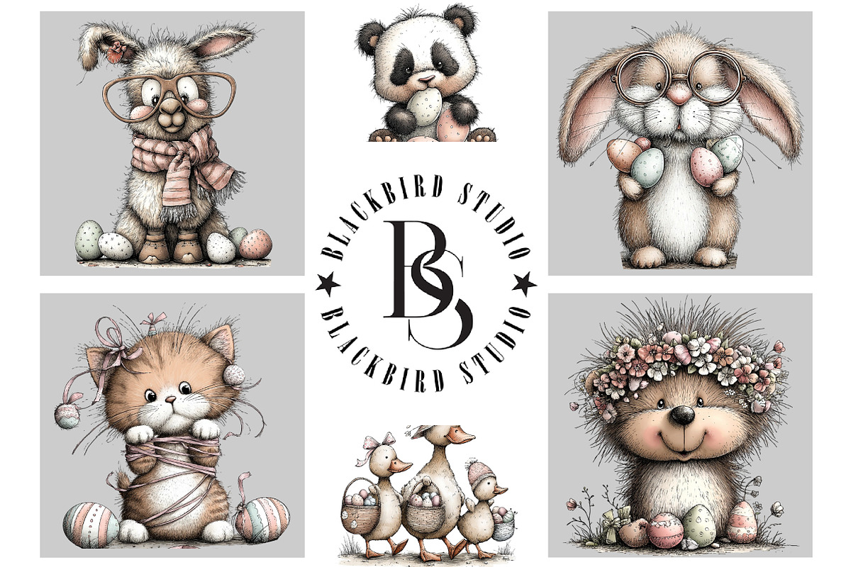 Quirky Easter Animals Clipart, an Illustration by Black Bird Studio (Photo 5 of 5)