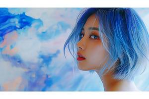 Asian young female with blue hair, a Beauty & Fashion Photo by Lermont51