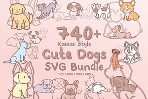 740 Kawaii Cute Dogs SVG Collection