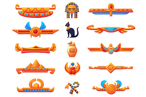 Game elements egypt style. Golden, an Object Illustration by LadadikArt