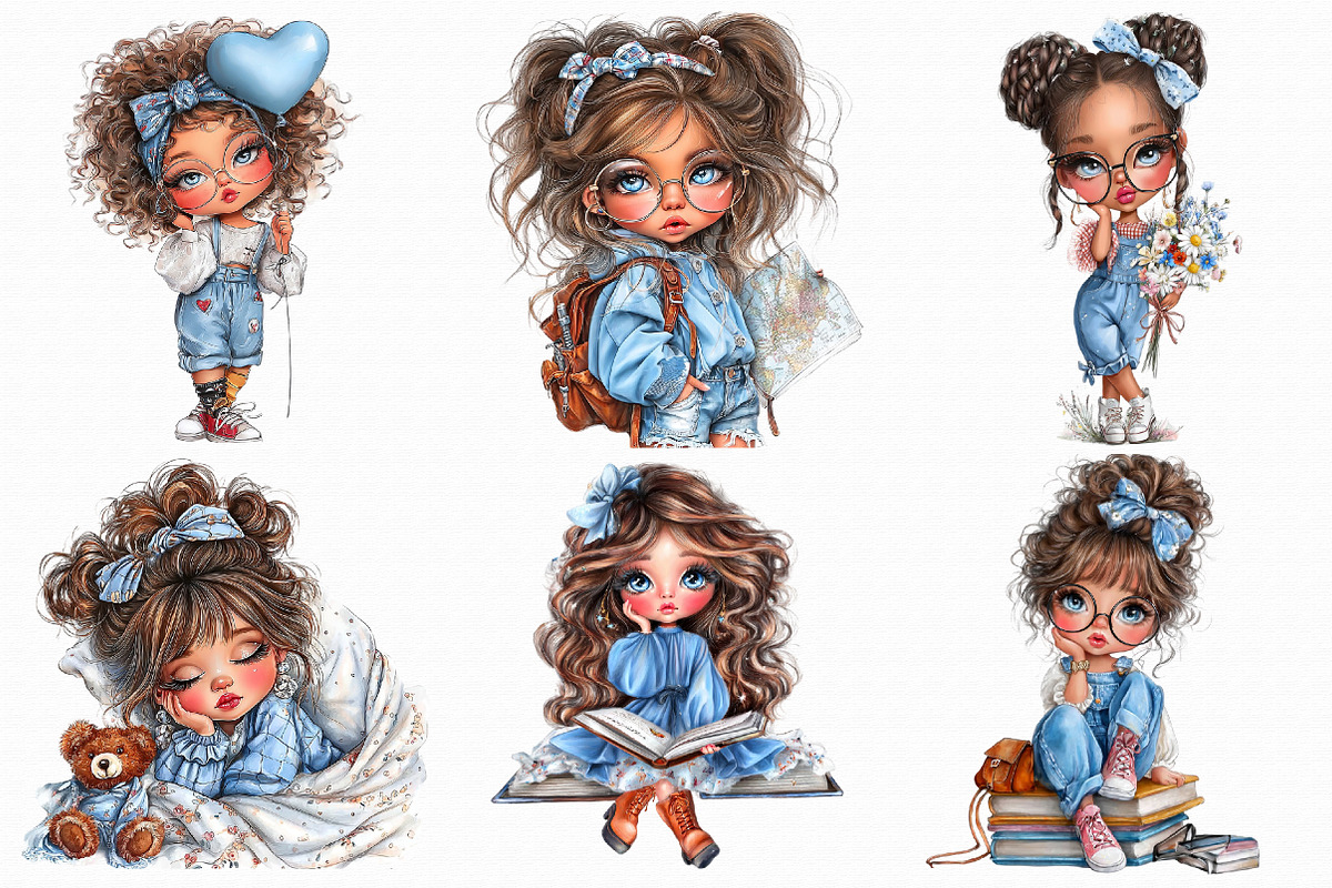 Quirky Cute Little Girl Clipart, an Illustration by Libby Wishes (Photo 3 of 7)