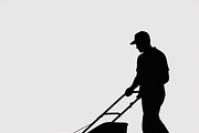 silhouette of a man mowing the lawn, an Illustration by Amazin_art (Thumbnail 9 of 21)