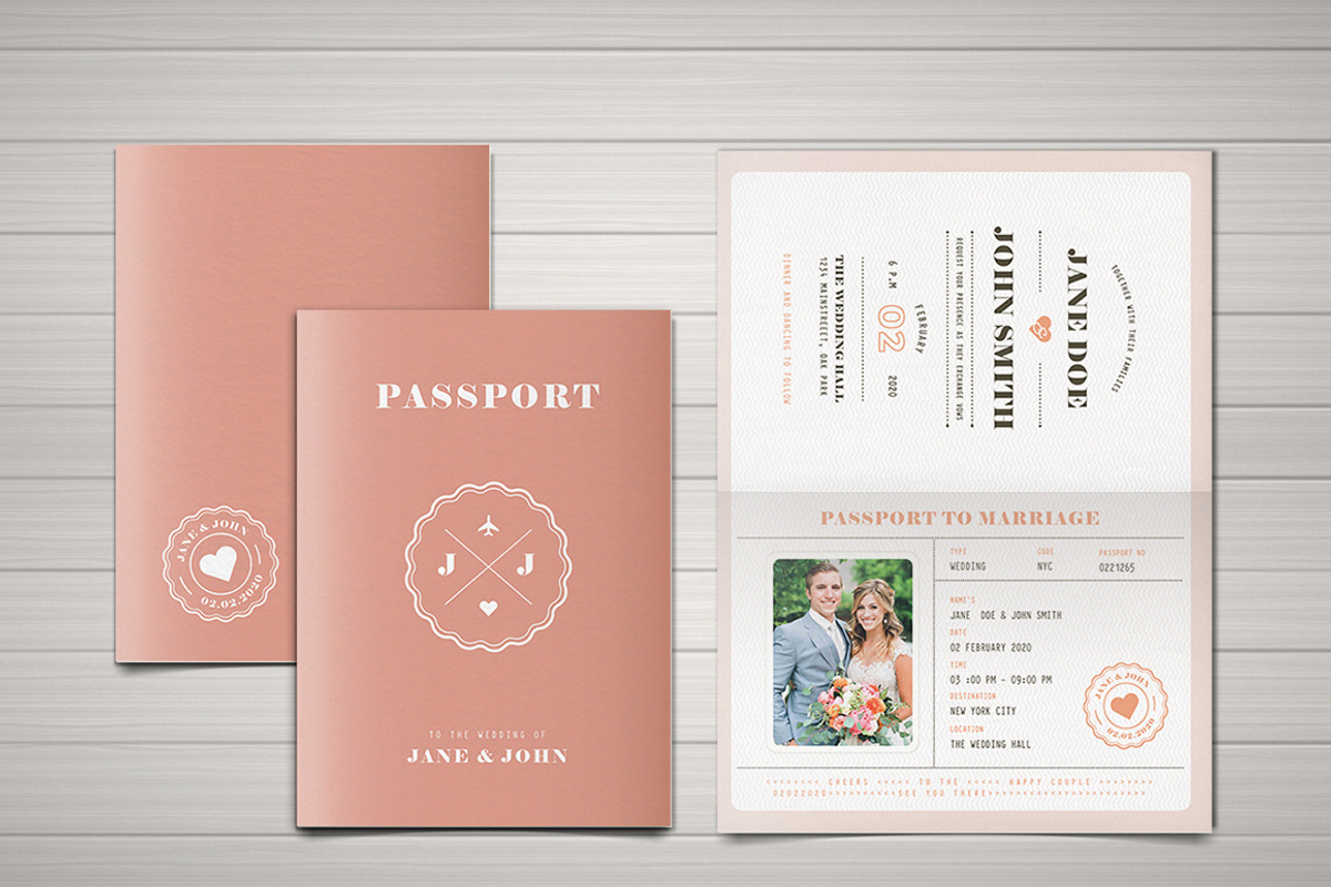 Pastel Passport Wedding Invitation, an Invitation Template by Vynetta (Photo 2 of 8)