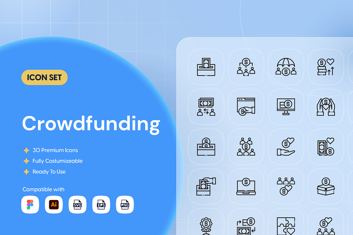Crowdfunding Icon Set, an Icon by Nathaya Studio (Photo 1 of 2)