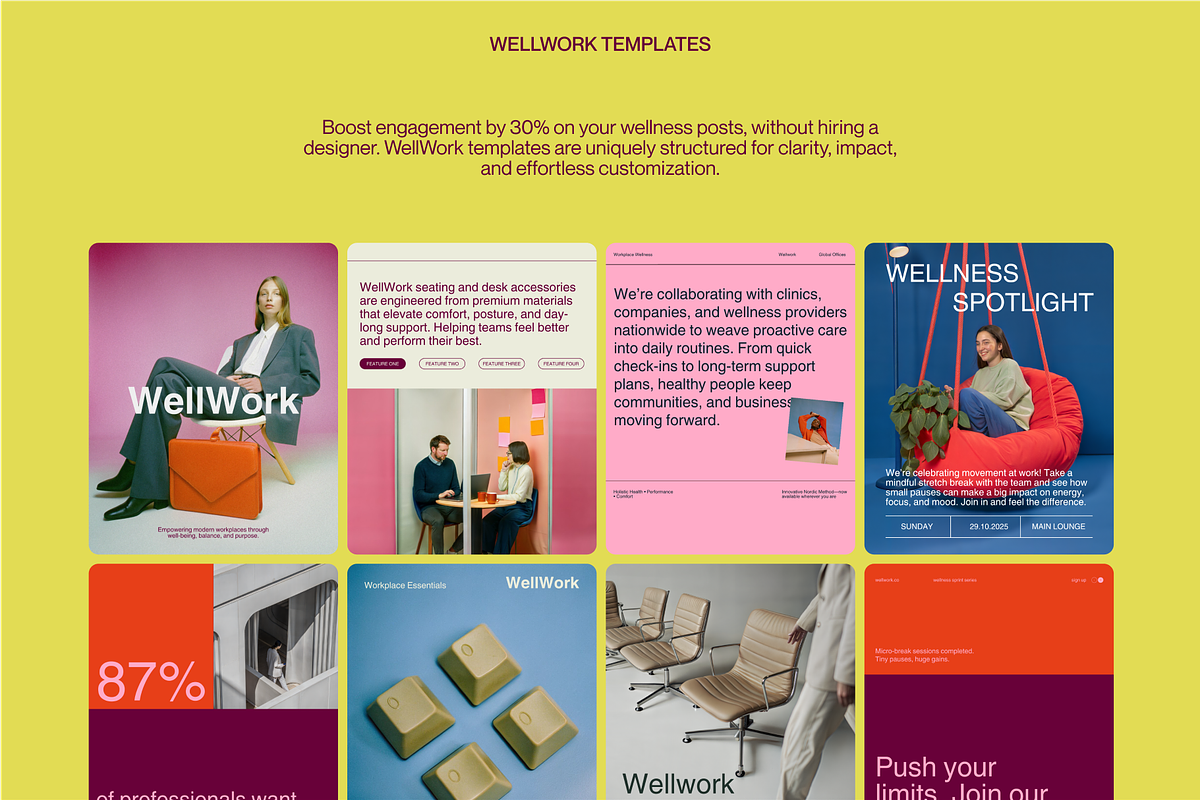 WellWork Canva & AI. Templates, a Social Media Template by By Arkadë (Photo 6 of 7)
