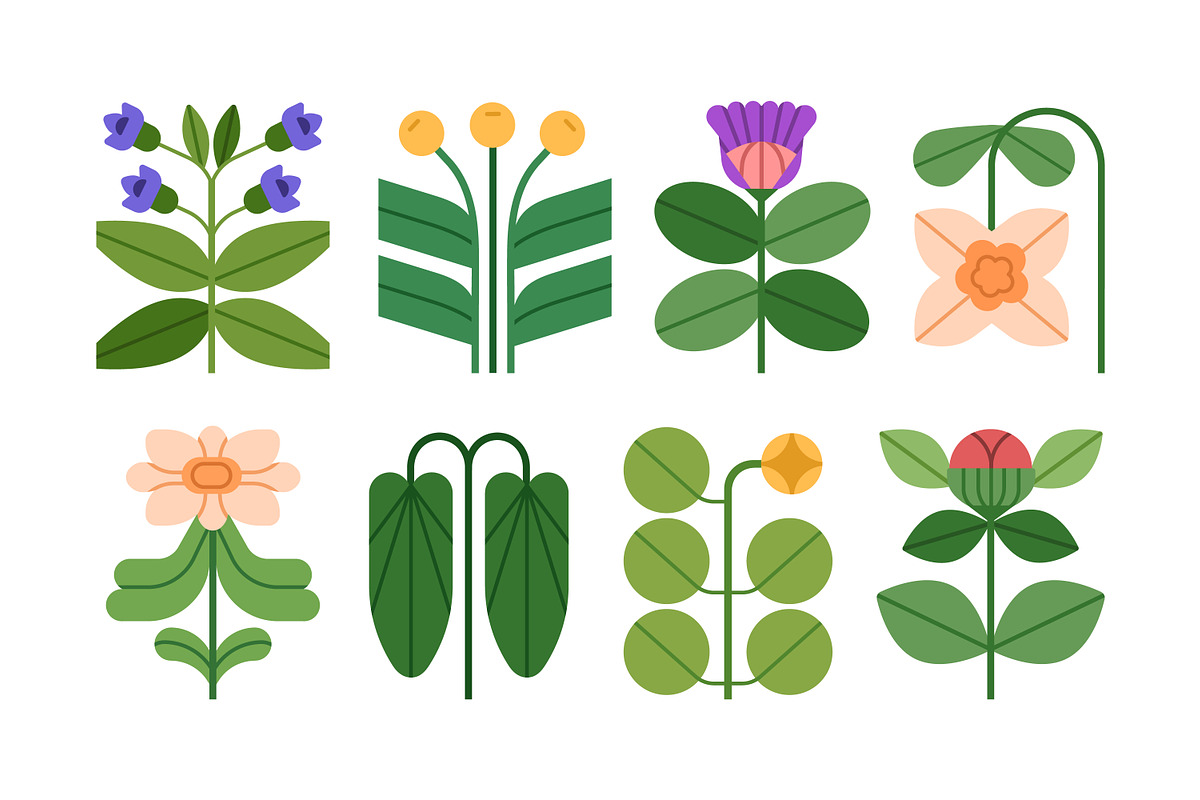 Abstract floral icons, flowers set, a Decorative Illustration by Good Studio (Photo 3 of 13)