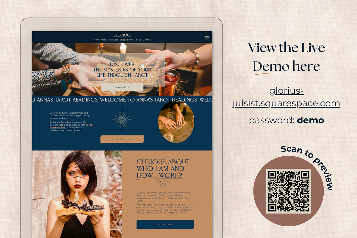 Website Template Tarot GLORIUS, a Squarespace Template by JulsIst (Photo 3 of 12)