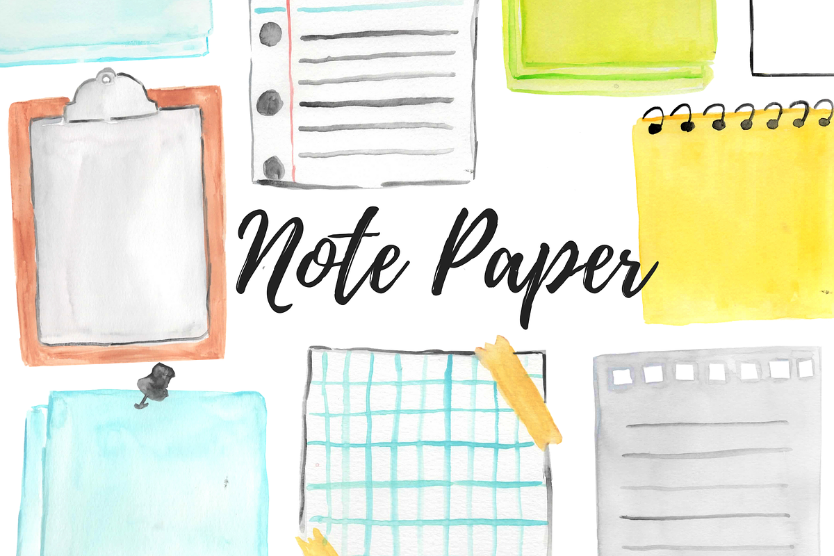 Watercolor note paper clipart, an Education Illustration by Writelovely