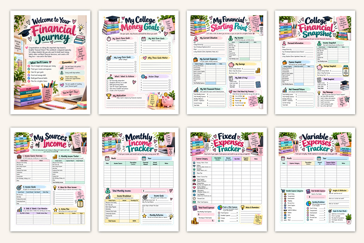 College Student Finance Workbook, a Stationery Template by Designmela01 (Photo 2 of 5)