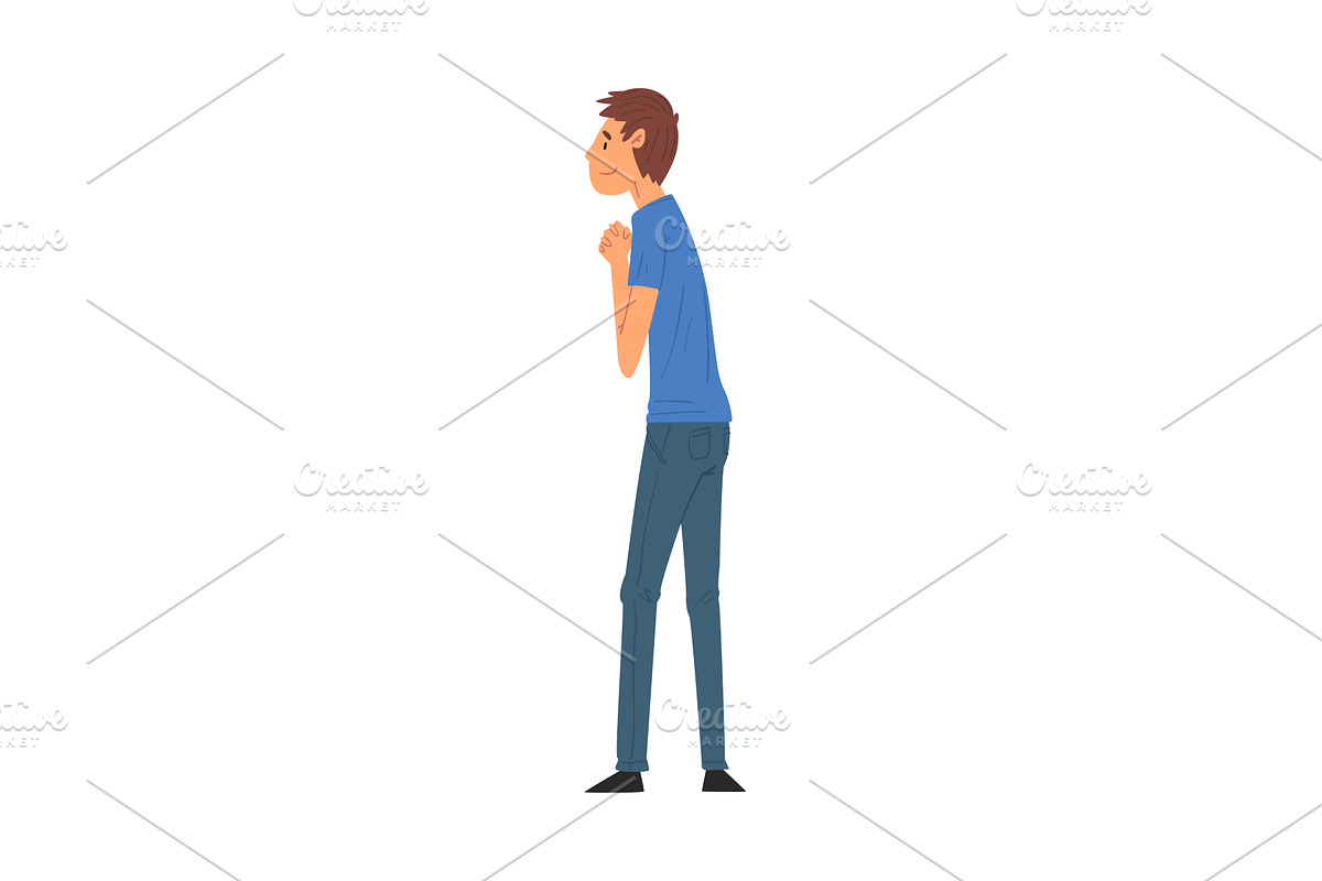 Young Man Standing Back and Looking, a Person Illustration by TopVectors