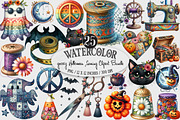 Groovy Halloween Sewing Clipart, an Illustration by Designking (Thumbnail 1 of 4)