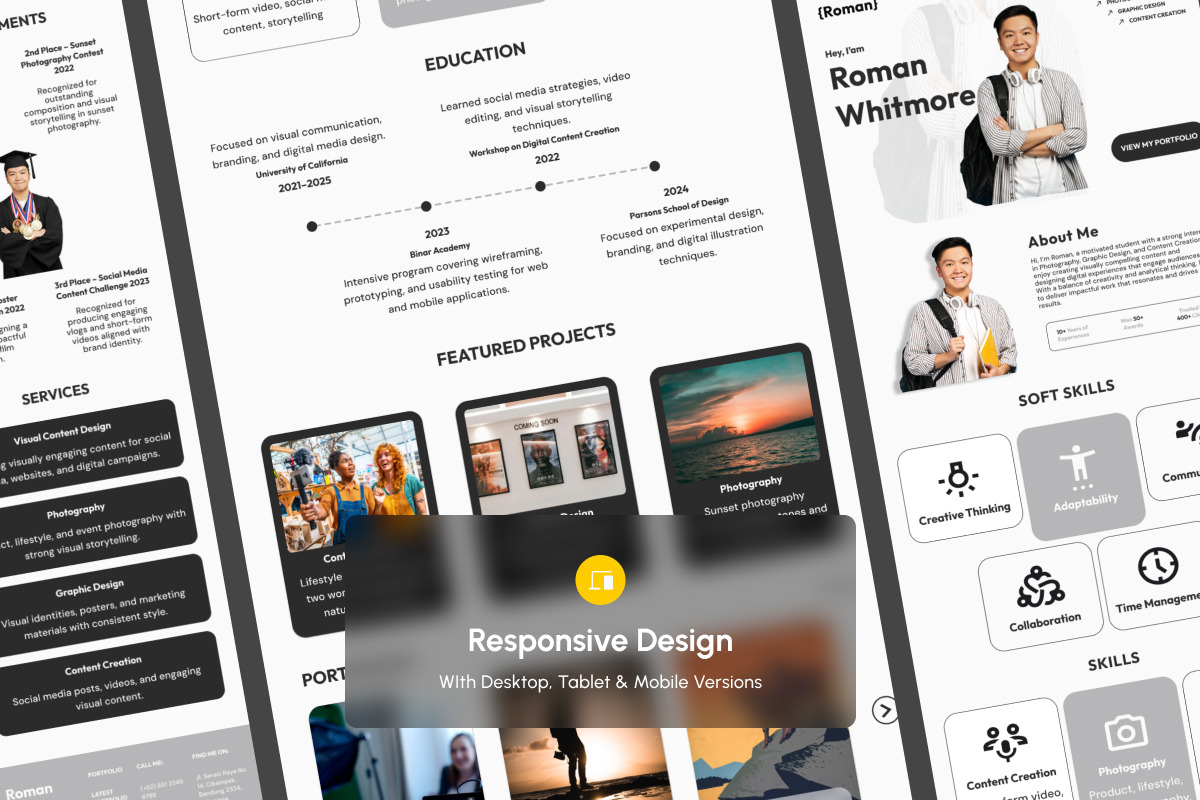 Roman - Student Portfolio Landing, a Landing Page Template by productype1 (Photo 3 of 5)