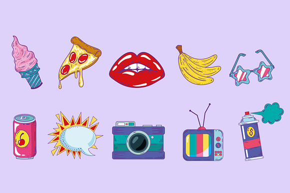 90’s Pop Art Illustration Set preview 2