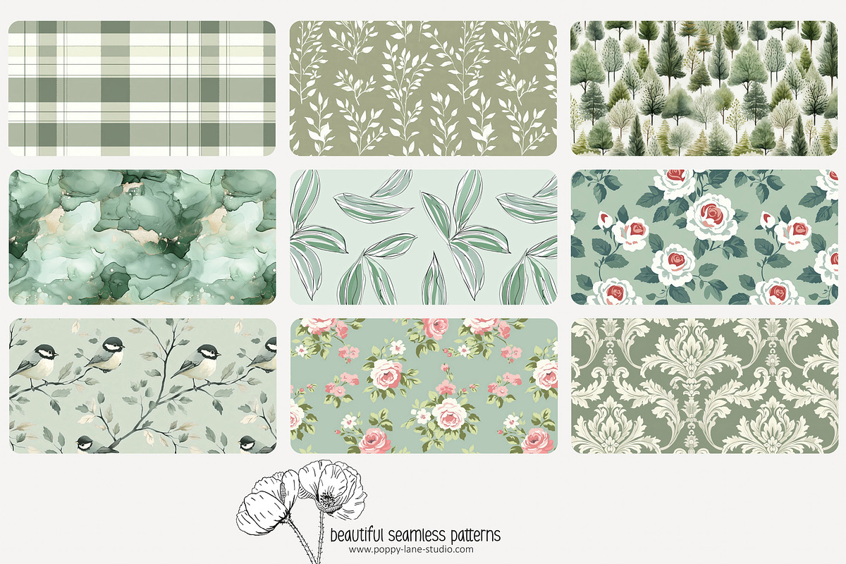 70 sage green seamless pattern, a Pattern Graphic by Poppy Lane Studio (Photo 3 of 10)