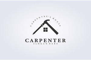 carpenter house logo woodworker icon