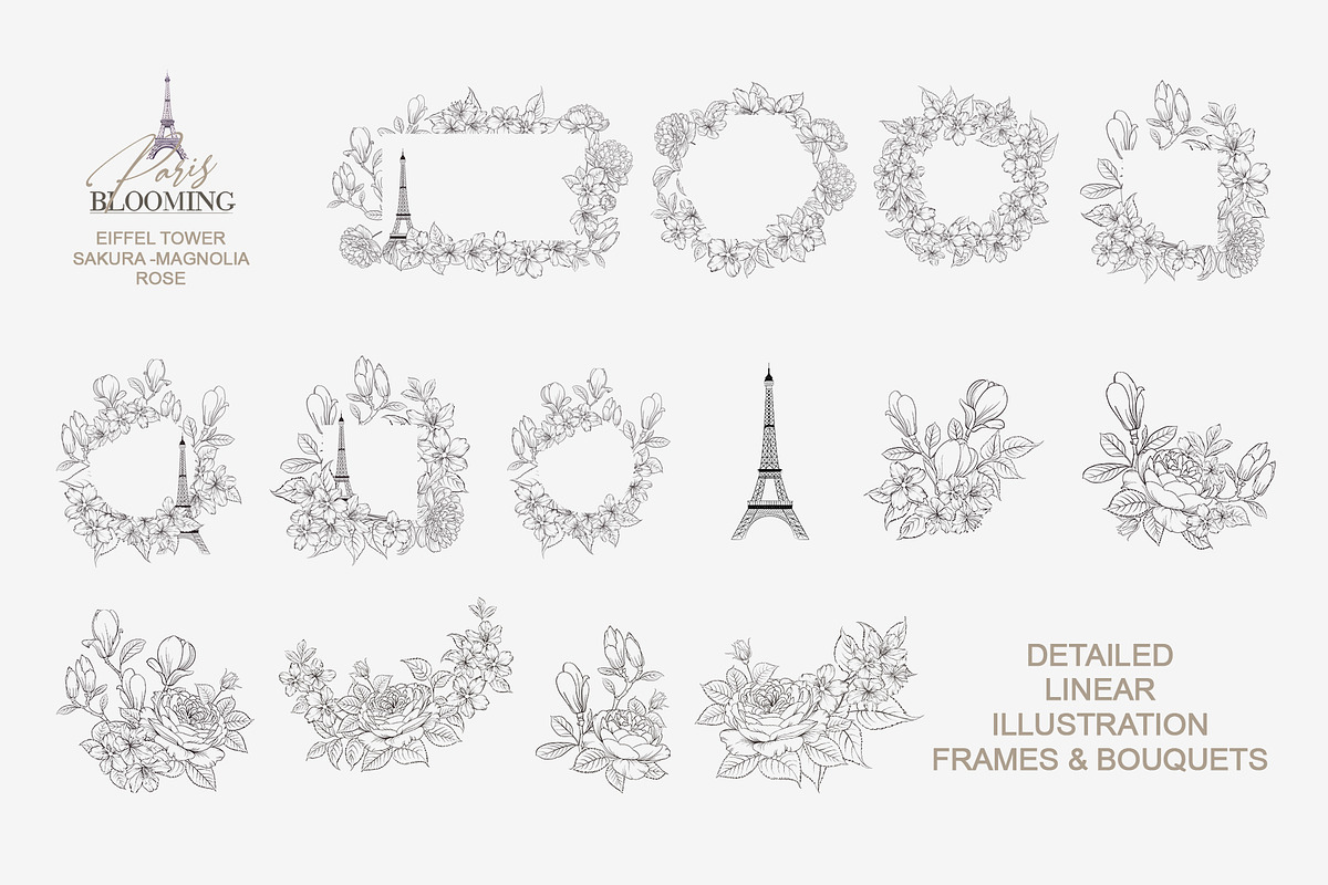 Blooming Paris. Motifs,Frame,pattern, an Illustration by Kotkoa (Photo 3 of 21)