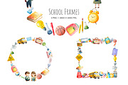 Watercolor Back to school frame 3PNG, an Education Illustration by Art and Funny (Thumbnail 1 of 5)