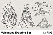 Volcanoes Erupting Set 13 PNG, an Object Illustration by LOKSKIH (Thumbnail 1 of 4)