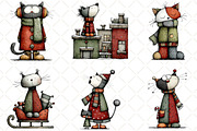 Whimsical Christmas Cats Clipart PNG, an Animal Illustration by Black Bird Studio (Thumbnail 2 of 5)