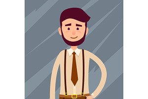 Bearded Cartoon Character Cropped Illustration