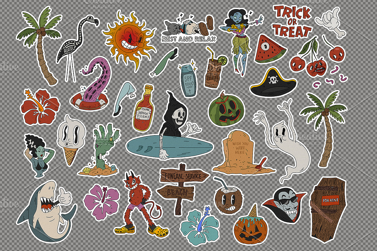 Halloween Сreepy Beach Collection, a Seasonal Illustration by Kokoshka (Photo 2 of 16)