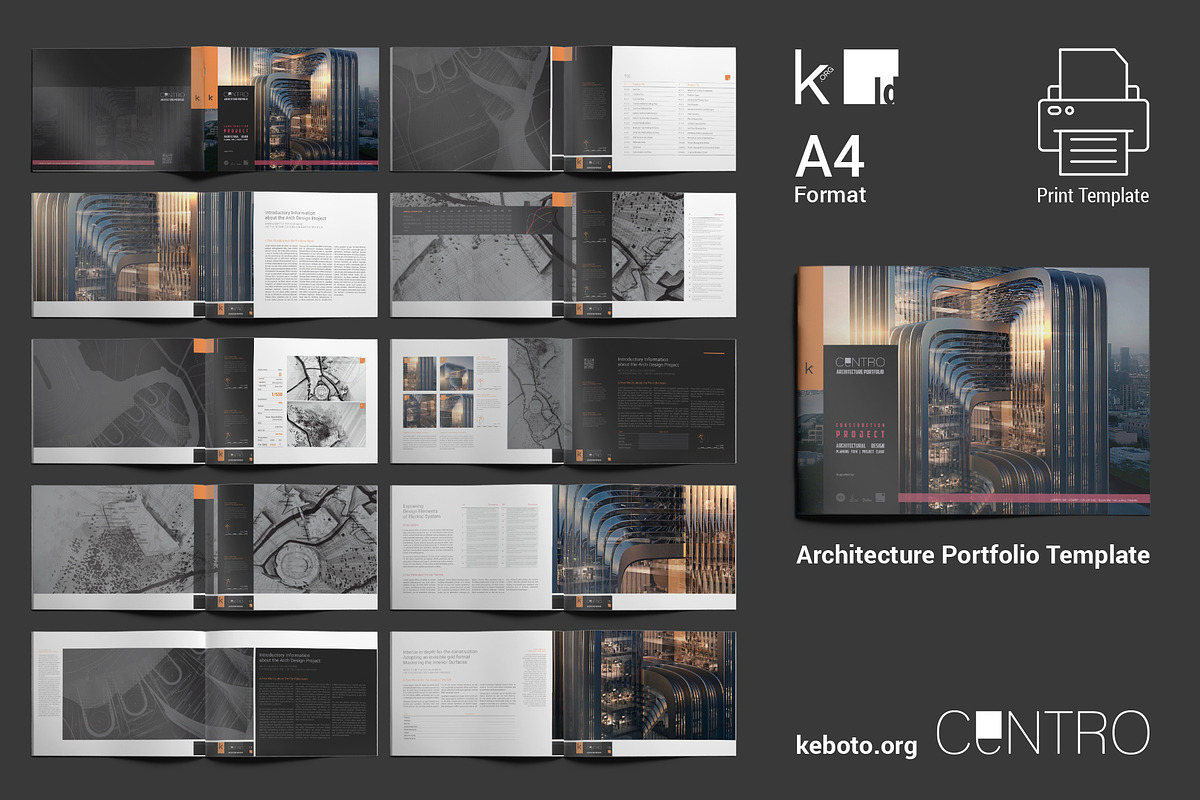 CeNTRO Architecture Portfolio, a Print Template by Keboto