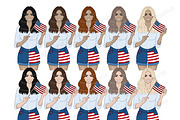 4th of July Dark Girls Clipart, a Decorative Illustration by GlamArtZhanna (Thumbnail 2 of 5)