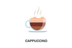 Cappuccino Flat Icon. Color Simple