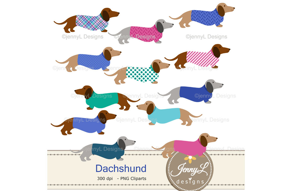 Dachshund Dog Digital Paper Clipart, an Animal Illustration by JennyL Designs (Photo 2 of 6)