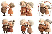 Whimsical Old Couple Valentine Day, an Illustration by CraftArtStudio (Thumbnail 3 of 6)