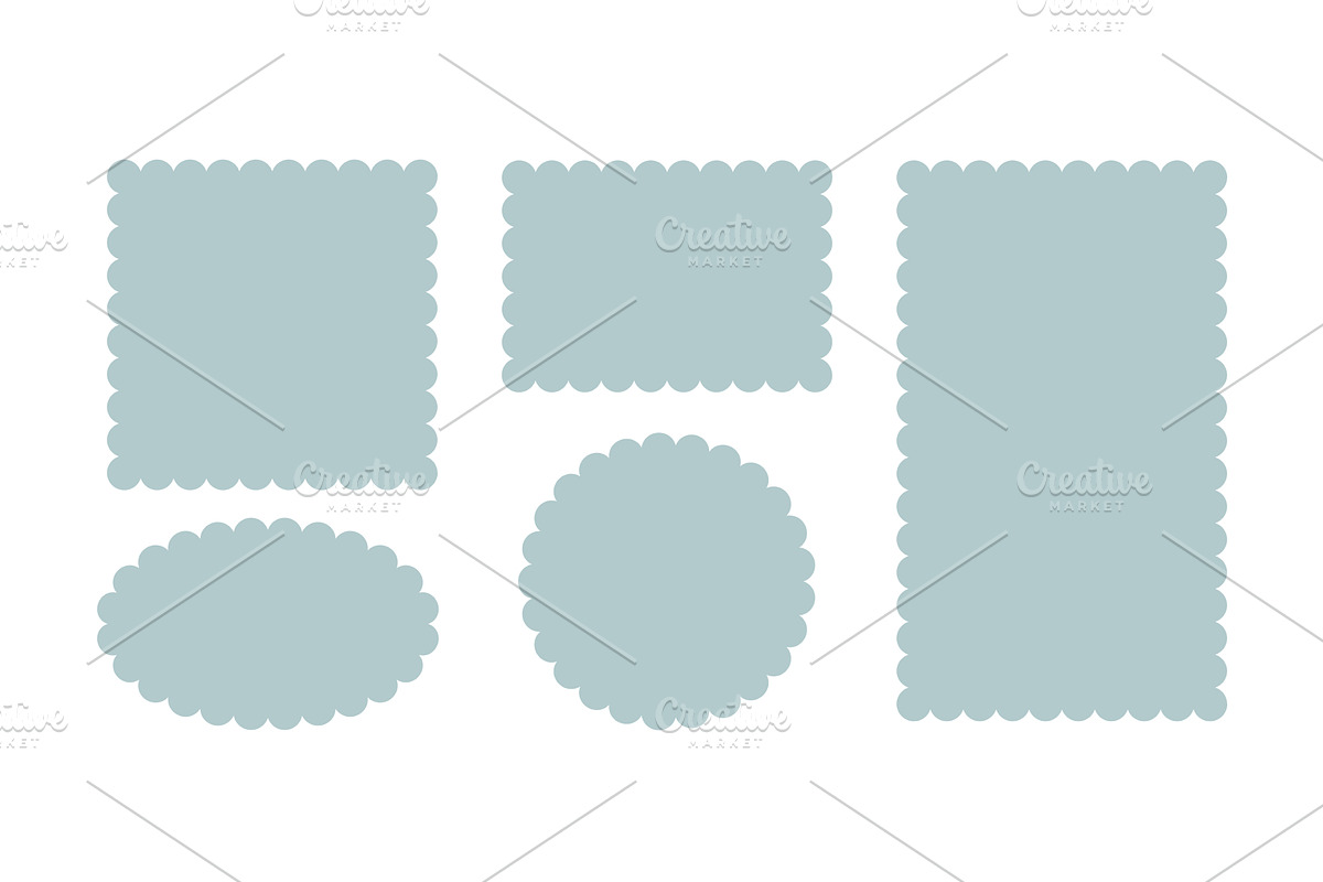 Circle and square scalloped frames, a Decorative Illustration by Elena Pimukova