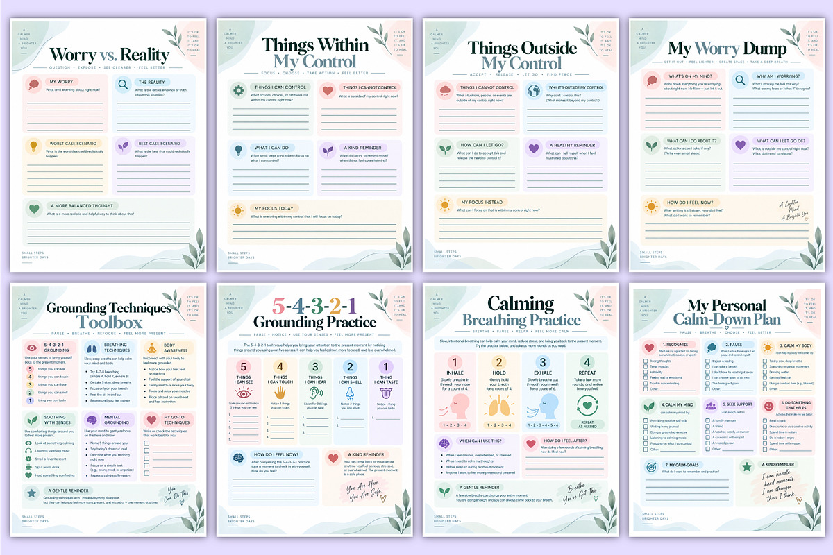 Anxiety Support Workbook | Calming, a Stationery Template by Mustafiz (Photo 4 of 4)