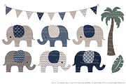 Elephants Clipart & Patterns in Navy, an Illustration by Amanda Ilkov (Thumbnail 2 of 4)