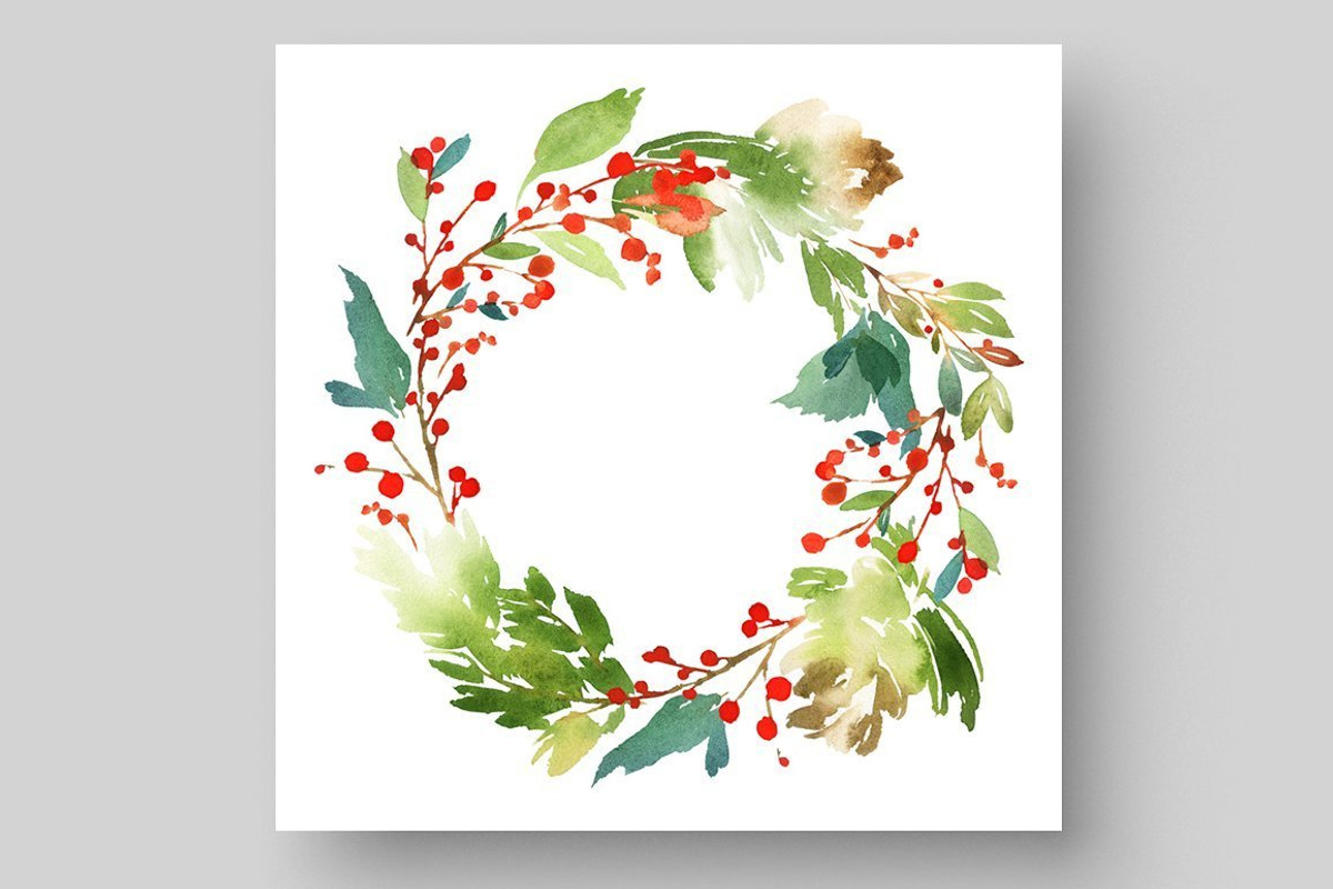 4-in-1 Watercolor Christmas Set, a Card Template by Karma (Photo 23 of 34)