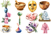 Watercolor Beauty Spa Clipart Bundle, an Illustration by Designworld (Thumbnail 4 of 5)