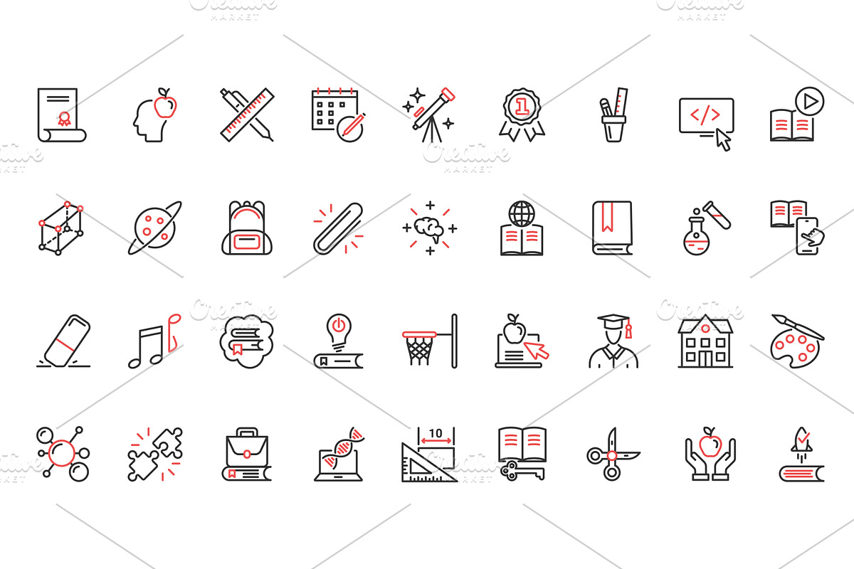 School icons, an Education Illustration by Lemberg Vector