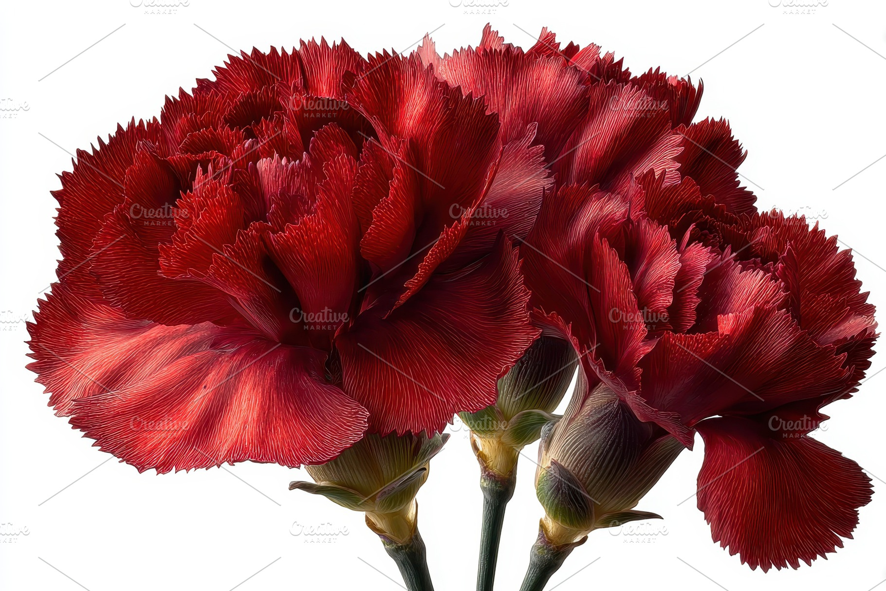 Deep Red Carnations Close Up Bouquet, a Photo by Pixeness Studio
