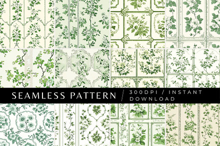 12 Botanical Manor Seamless Patterns, a Pattern Graphic by Inknfolly