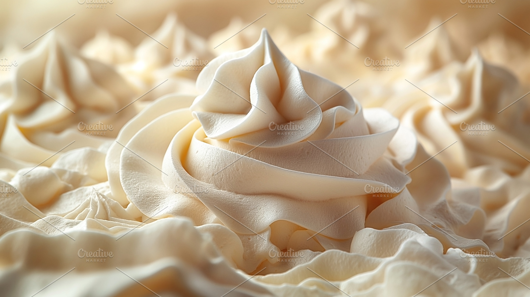 Close-up of creamy whipped topping, showcasing its smooth textur, a Food & Drink Photo by ImageMir
