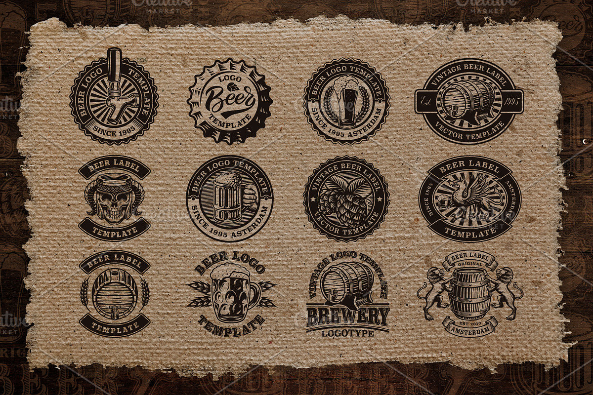 Vintage Beer Emblems Bundle, an Illustration by Harry Kasyanov (Photo 2 of 9)