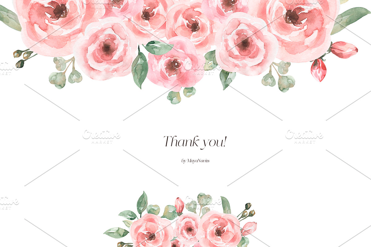 Watercolor delicate floral set, a Decorative Illustration by MayaNavits (Photo 10 of 10)