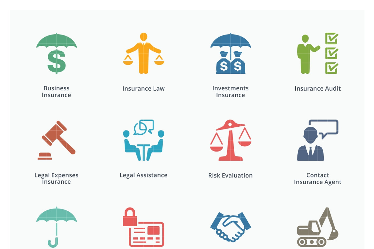 Business Insurance Icons | Colored, an Icon by introwiz1