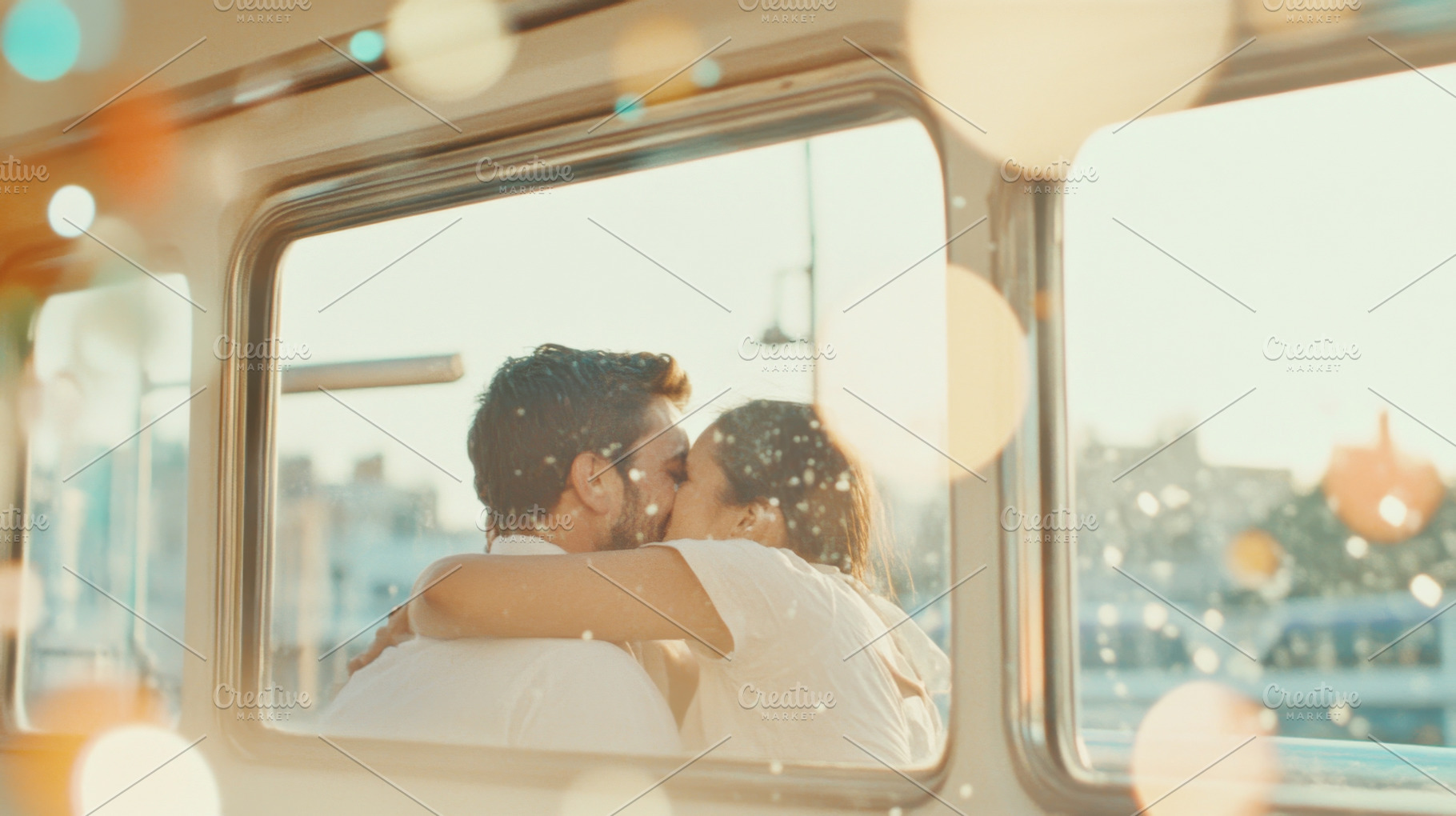 Romantic moment of a couple kissing, a Photo by Dvoevnore photos