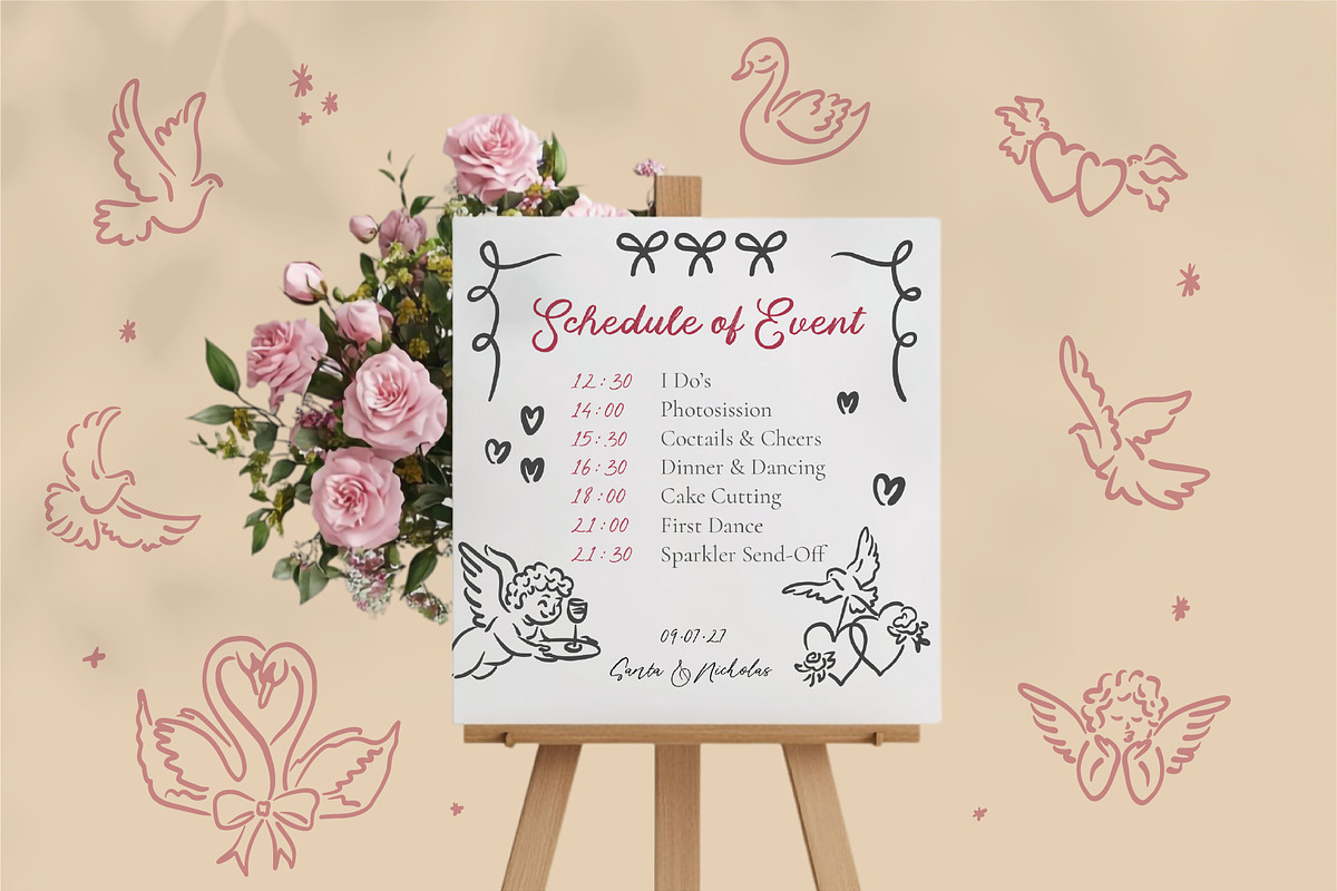 Hand Drawn Playful Wedding Clipart, a Decorative Illustration by La Petite Line Art (Photo 14 of 15)