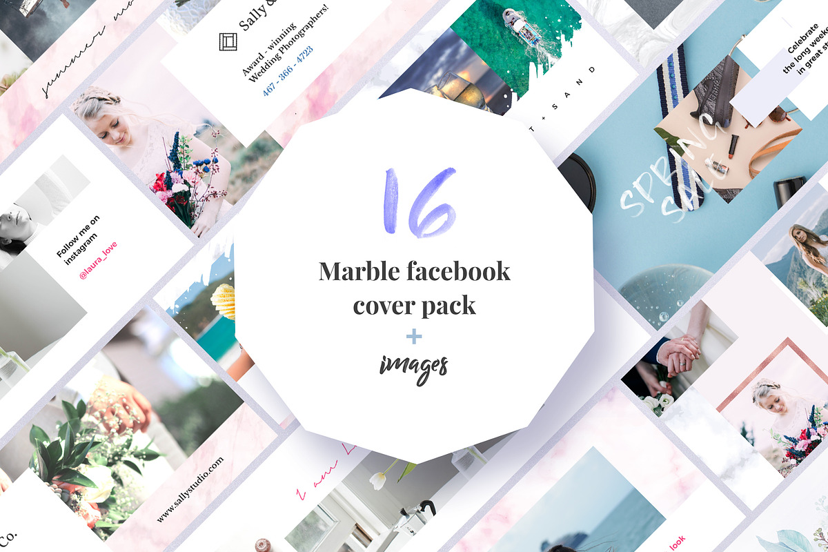 Marble Facebook Cover Pack, a Social Media Template by Crevo Studio (Photo 1 of 16)