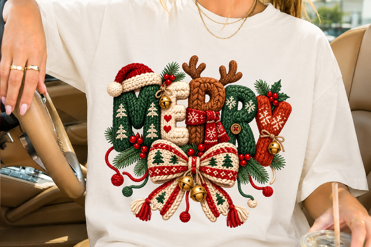 Merry Christmas Knitted Style PNG, a Seasonal Illustration by Creative Art (Photo 2 of 3)