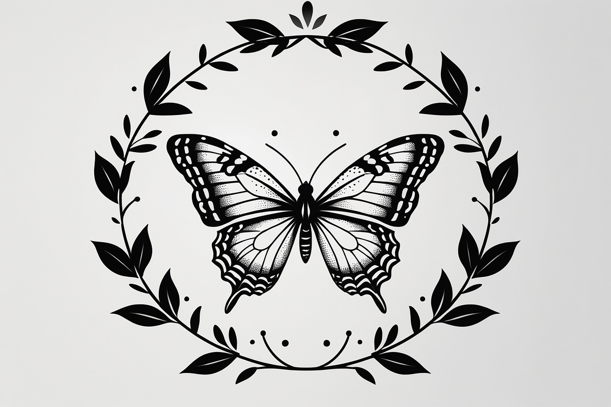 Butterfly Laurel Wreath Set, an Illustration by jahid234 (Photo 3 of 7)
