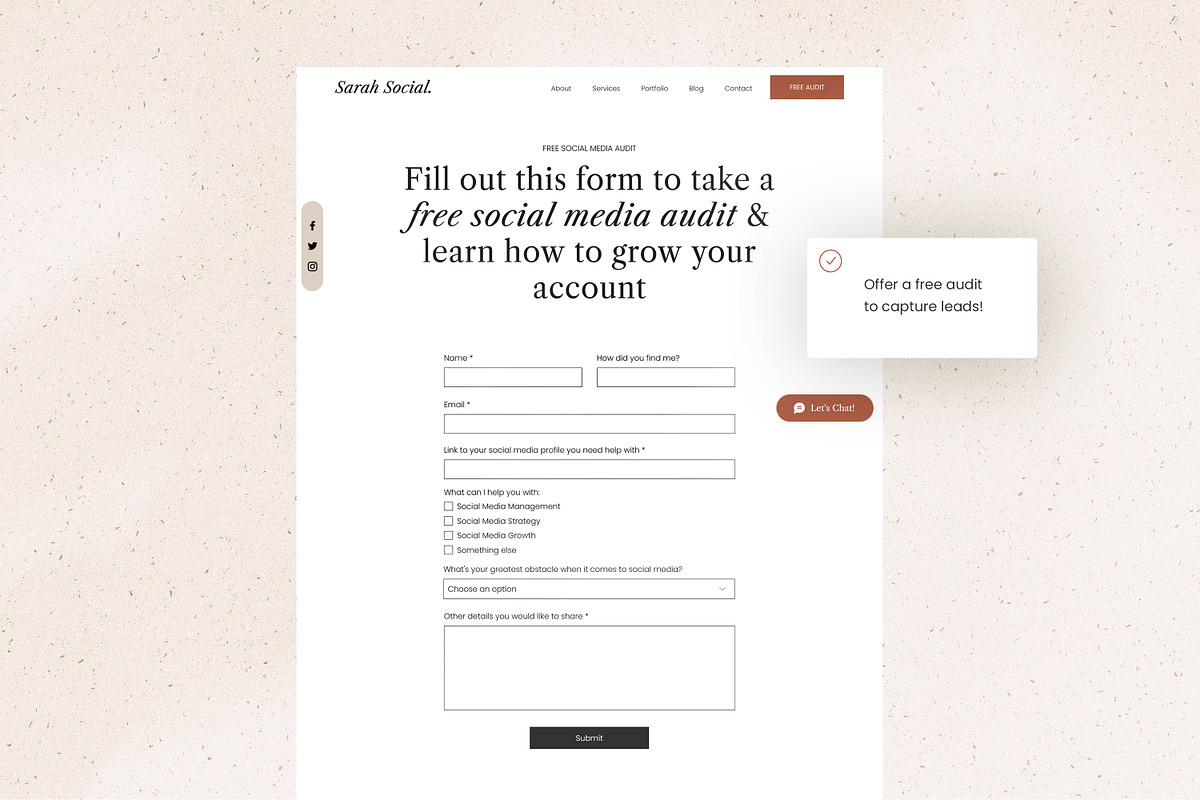 Sarah Social - WIX Website Template, a Wix Template by AndrewPixel (Photo 5 of 9)